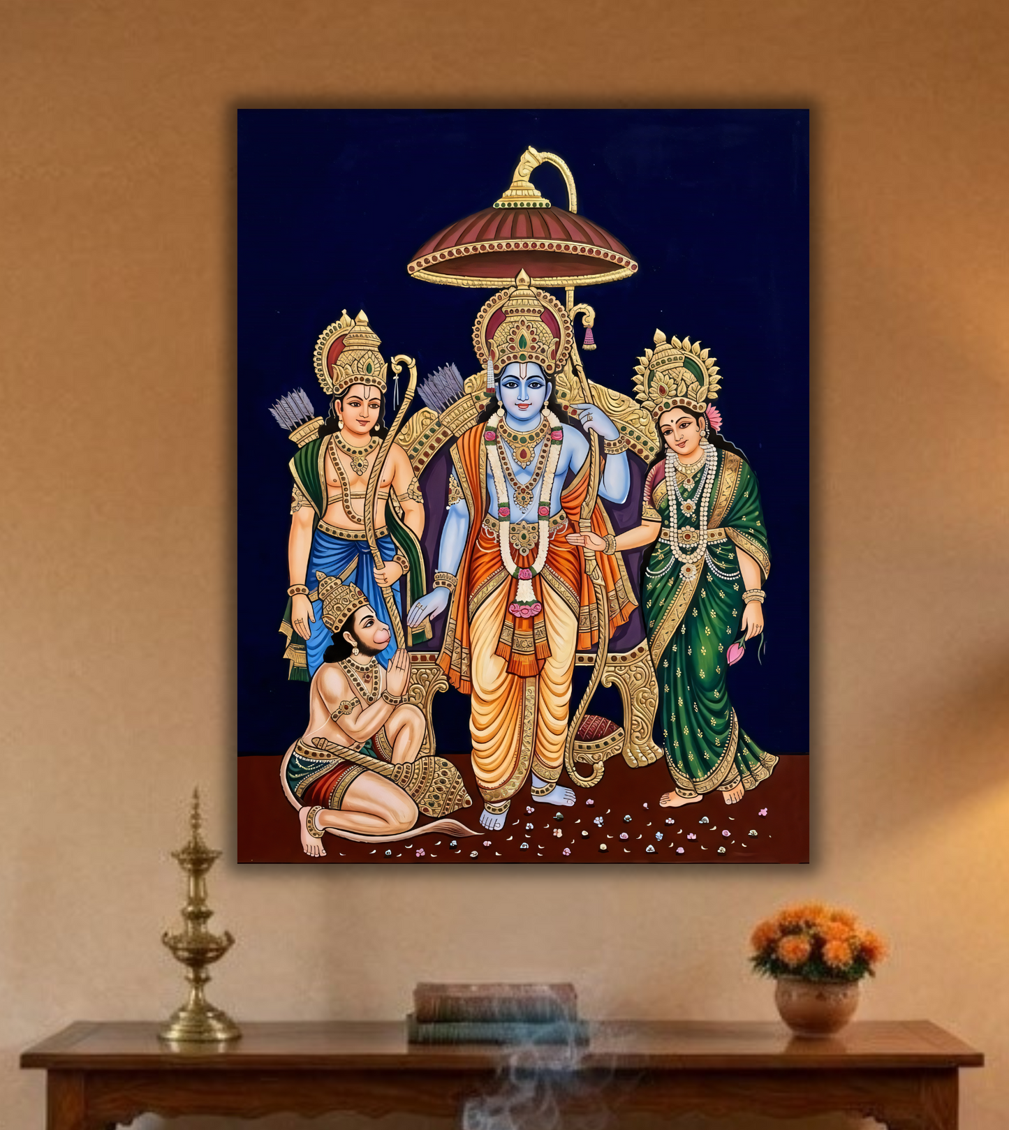 Divine Sovereignty: Ram Darbar Traditional Canvas Art