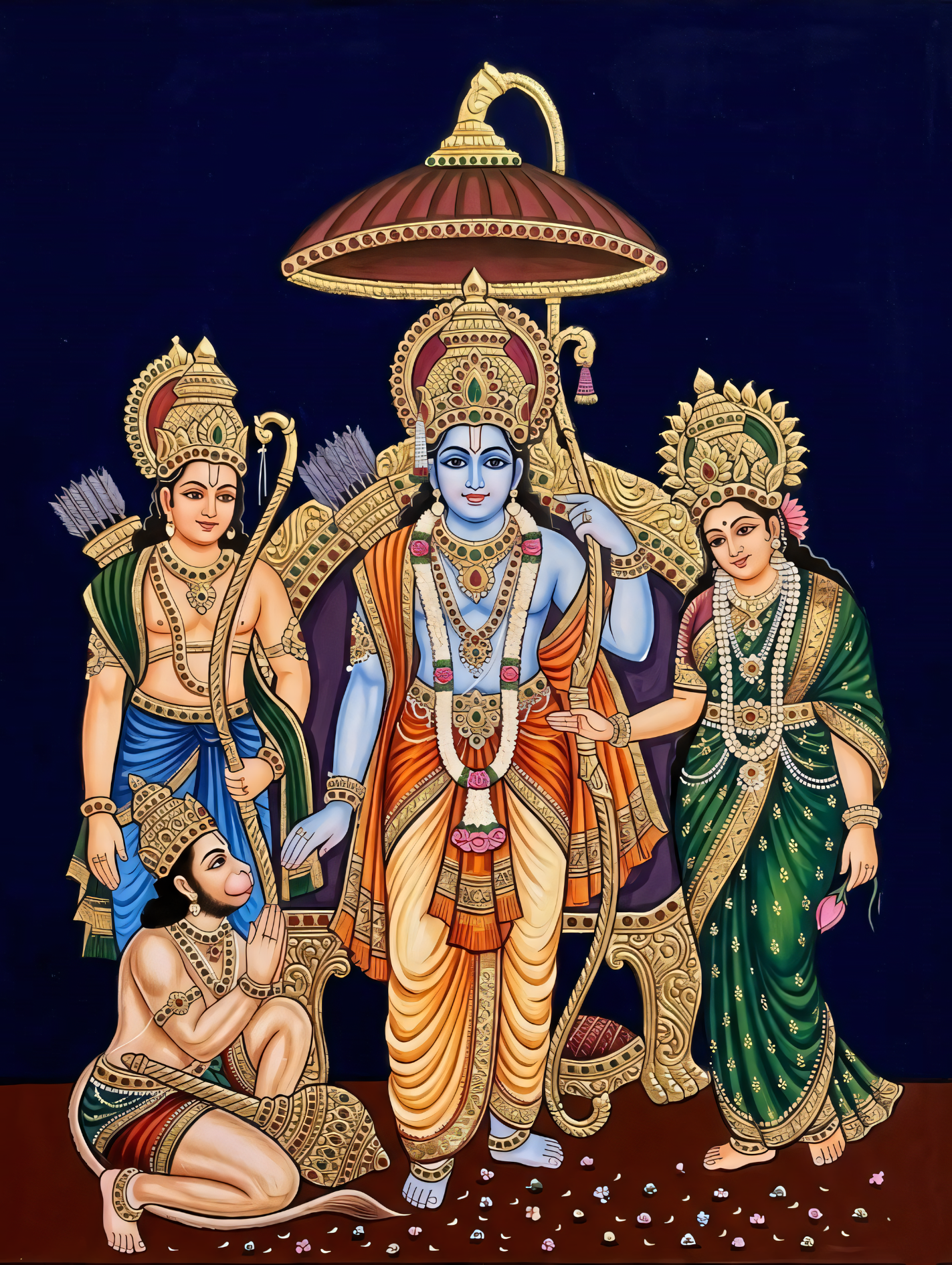 Divine Sovereignty: Ram Darbar Traditional Canvas Art