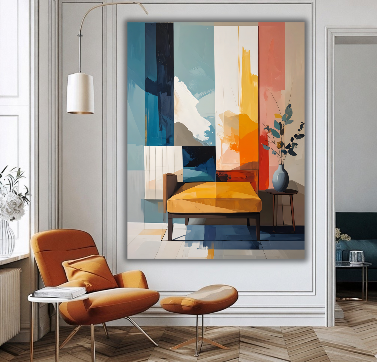 Modern Harmony: Abstract Color Block Interior Canvas Art