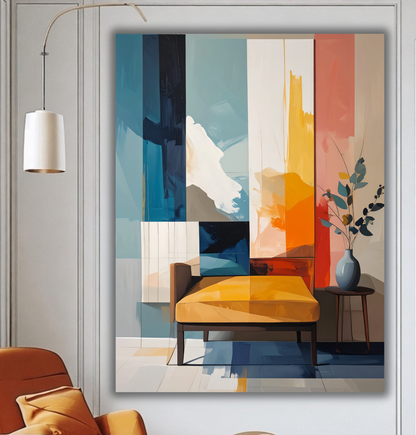 Modern Harmony: Abstract Color Block Interior Canvas Art