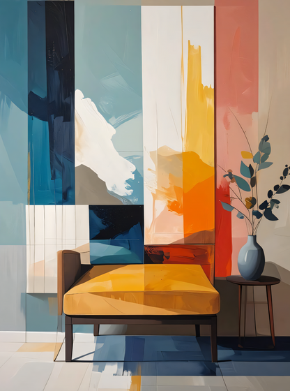 Modern Harmony: Abstract Color Block Interior Canvas Art