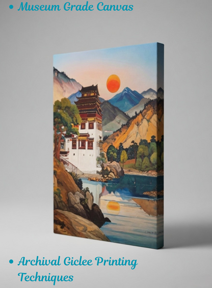 Himalayan Serenity: Tibetan Monastery at Sunset Canvas Art
