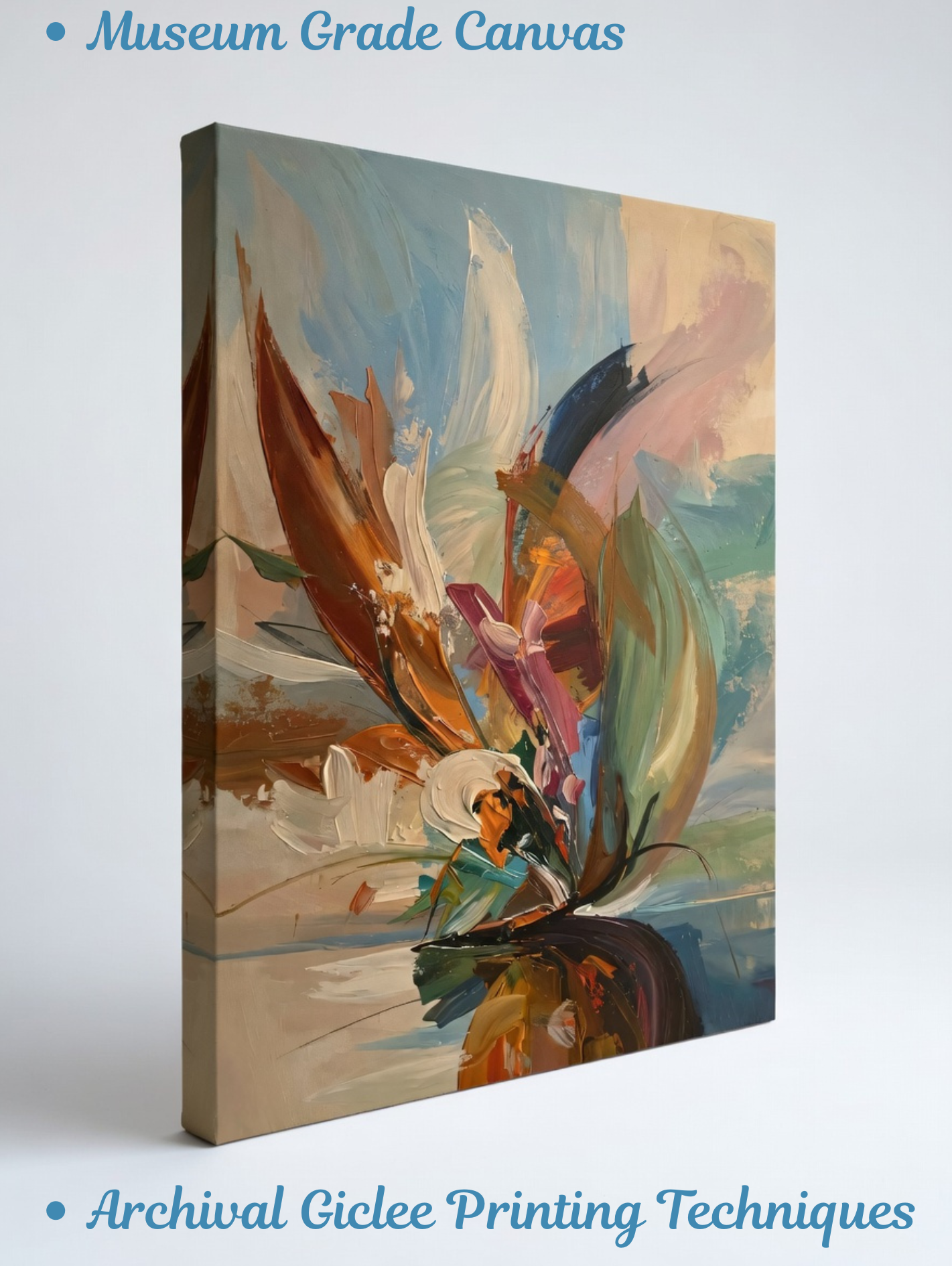 Ethereal Bloom: Earth-Toned Impasto Abstract Canvas Art
