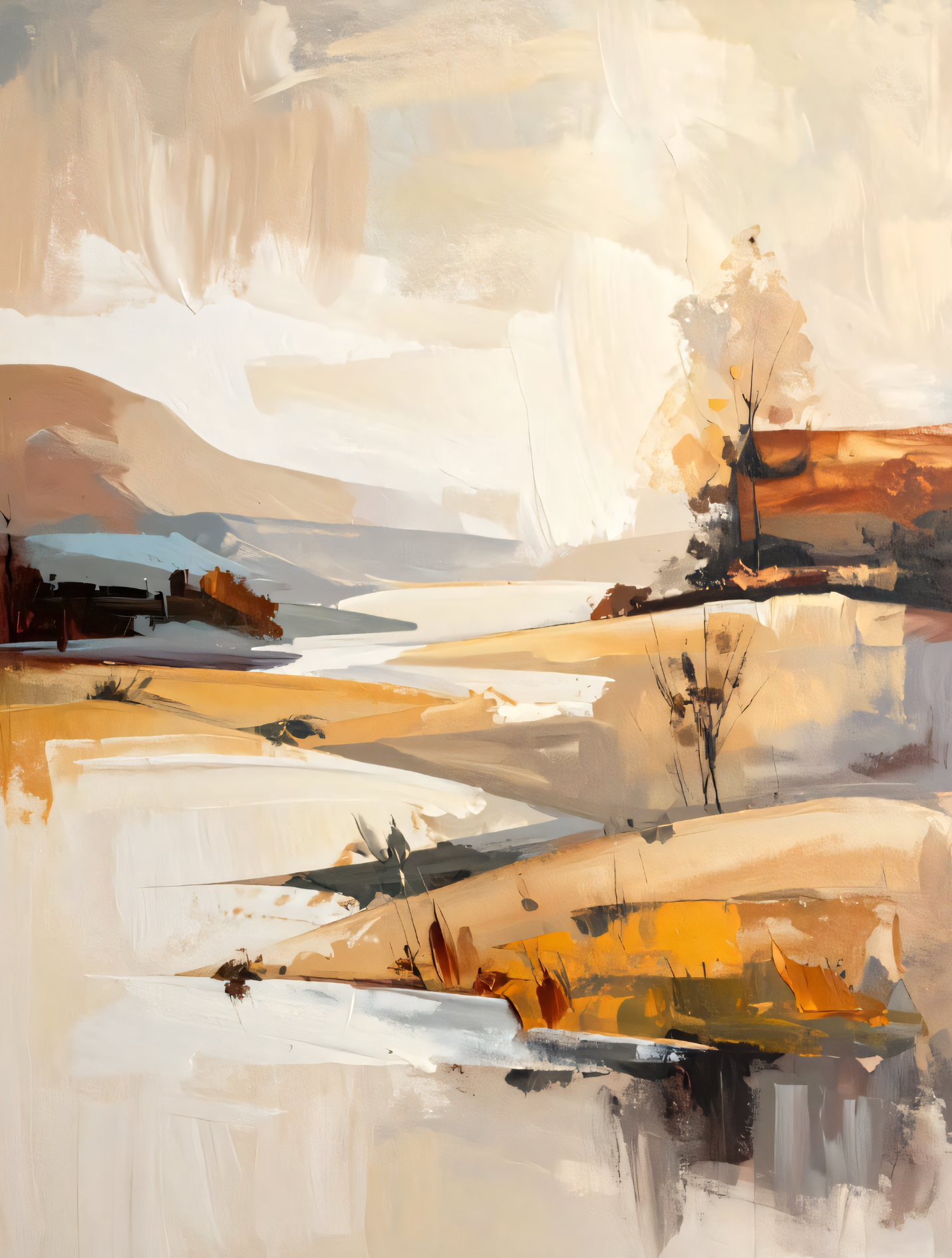 Golden Sands: Minimalist Abstract Horizon Canvas Art