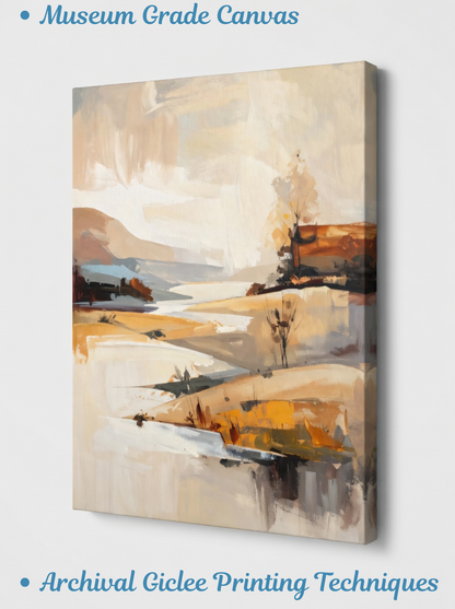 Golden Sands: Minimalist Abstract Horizon Canvas Art