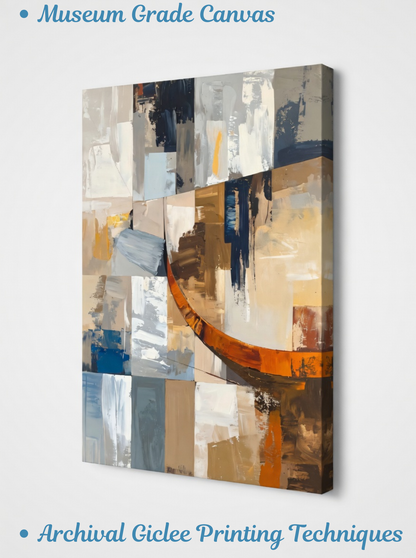 Urban Horizon: Geometric Abstract Grid Canvas Art