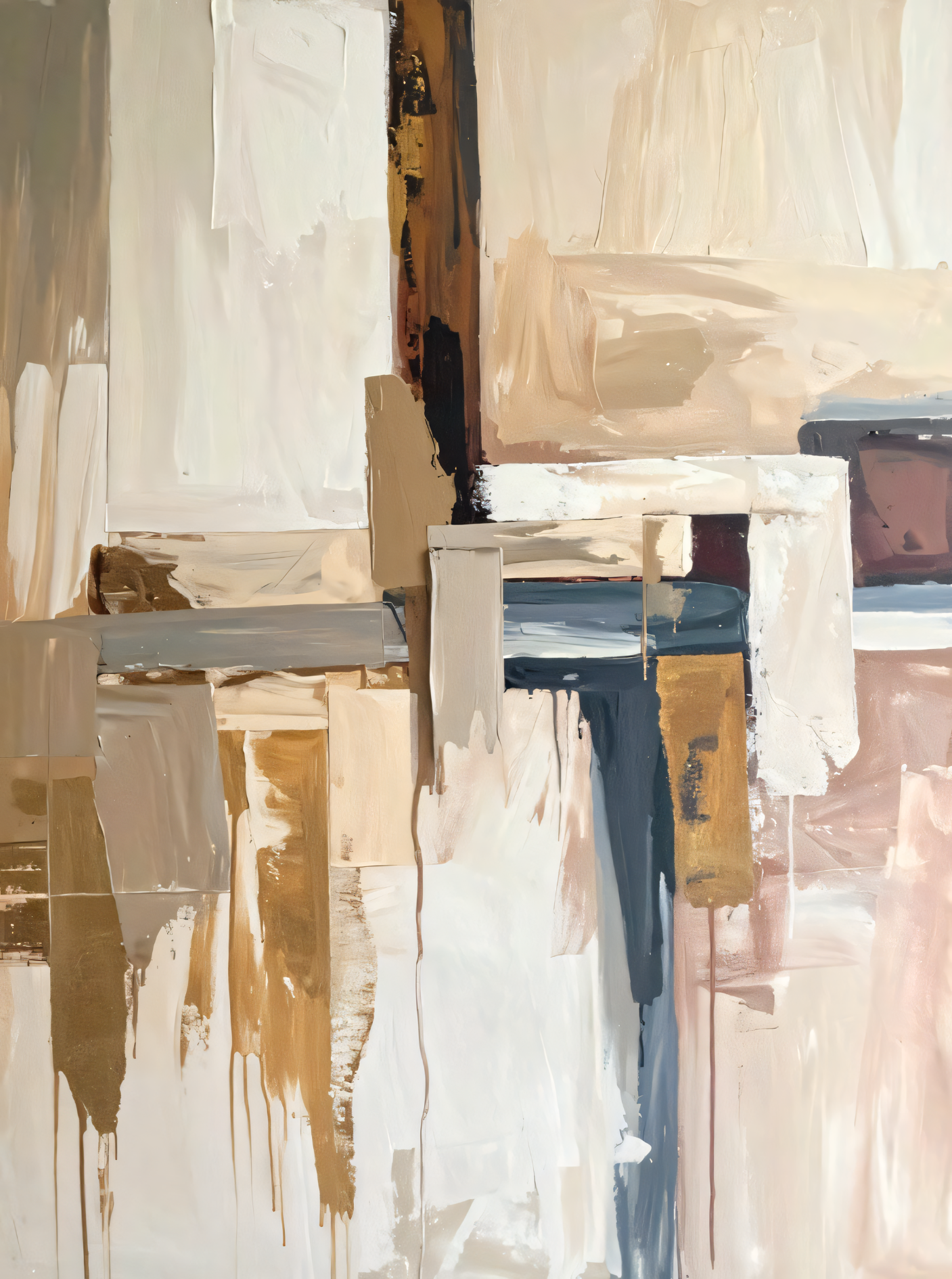 Fragmented Silence: Contemporary Mixed Media Wall Art