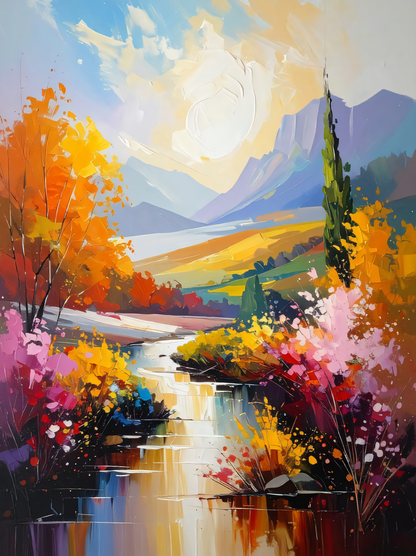 Sunlight Over the Ridge: Textured Mountain Vista