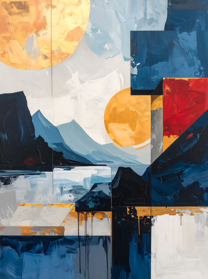 Celestial Peaks: Geometric Abstract Landscape