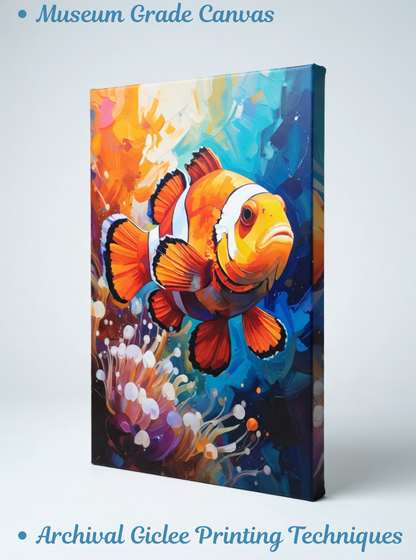 Vibrant Reef: Abstract Clownfish Canvas Art