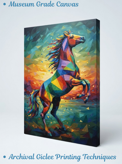 Prismatic Stallion: Geometric Abstract Horse Canvas Art
