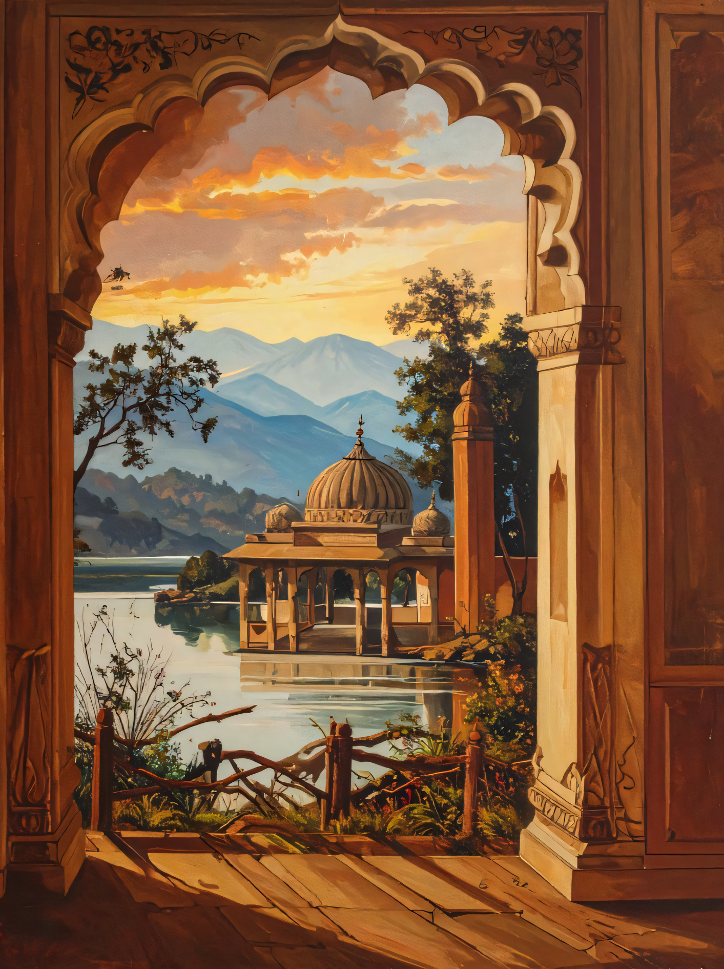 Imperial Sunset: Archway to the Palace Lake