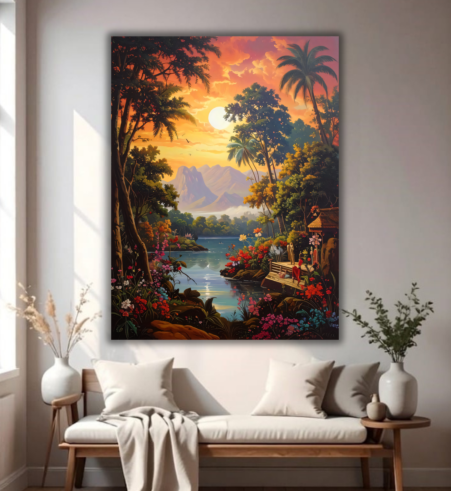 Golden Oasis: Lush Tropical Sunset