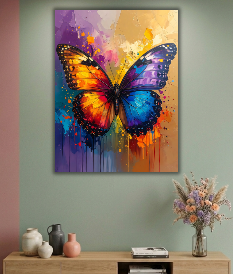 Prismatic Flight: Abstract Monarch Canvas Art