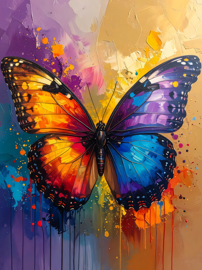 Prismatic Flight: Abstract Monarch Canvas Art