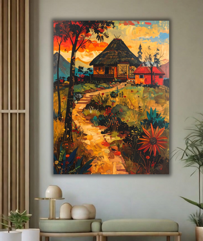Highland Sanctuary: Vibrant Village Landscape