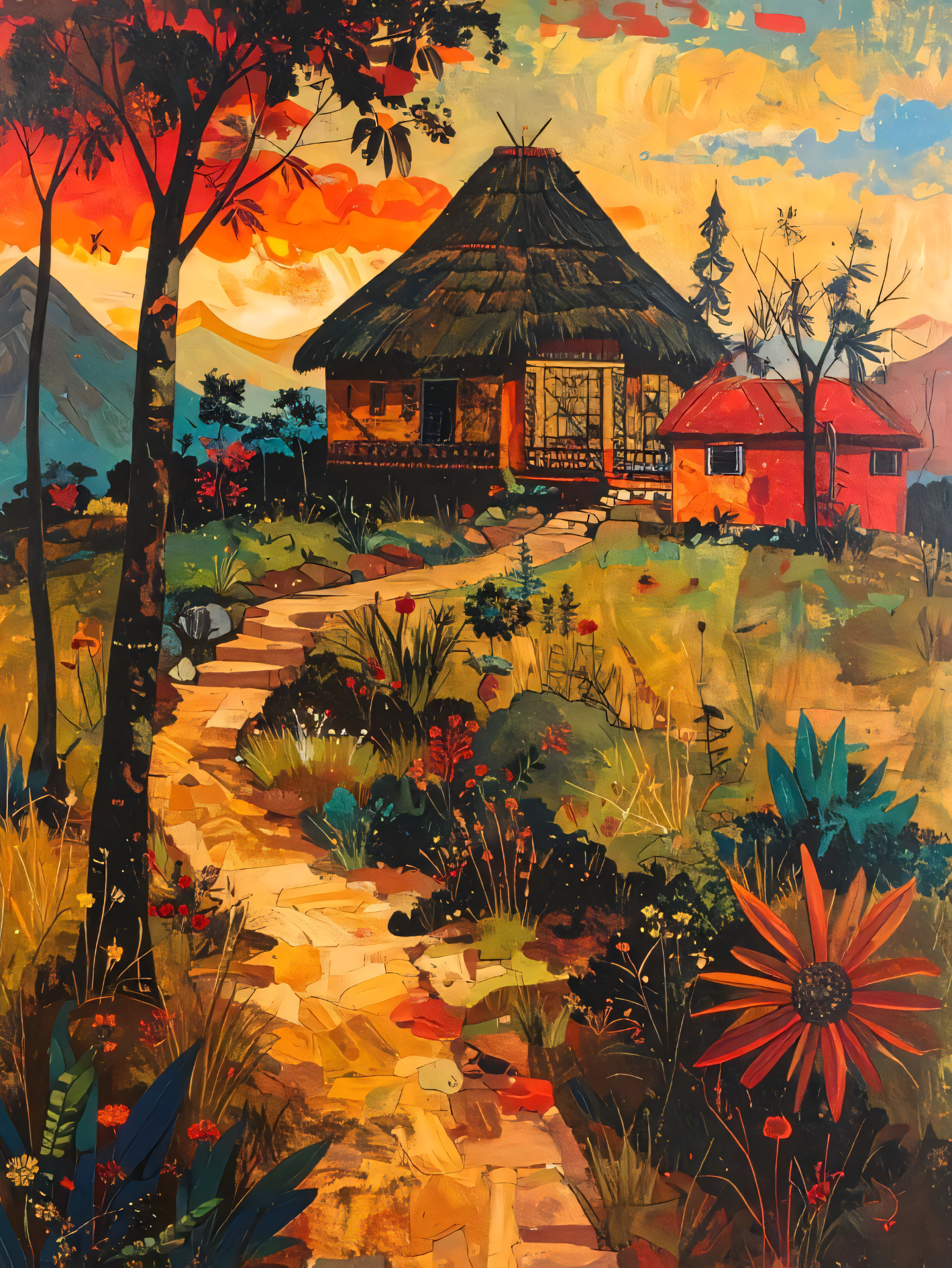 Highland Sanctuary: Vibrant Village Landscape