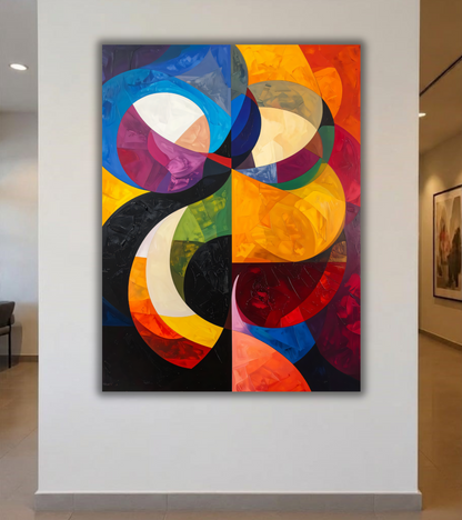 Prismatic Harmony: Abstract Geometric Canvas Art