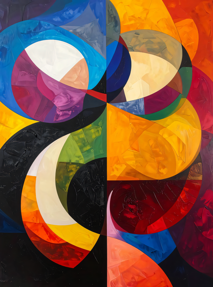 Prismatic Harmony: Abstract Geometric Canvas Art