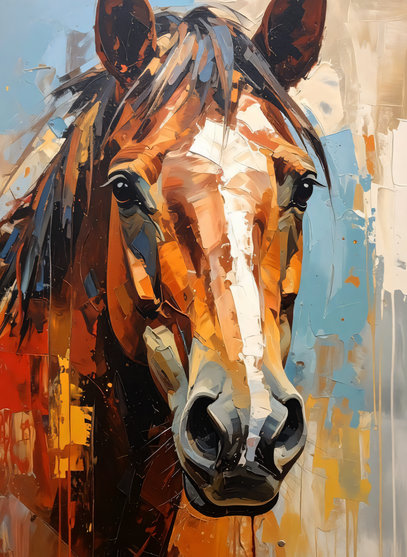 Spirit Unleashed: Impressionist Equine Portrait