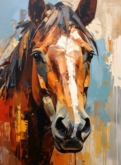 Spirit Unleashed: Impressionist Equine Portrait