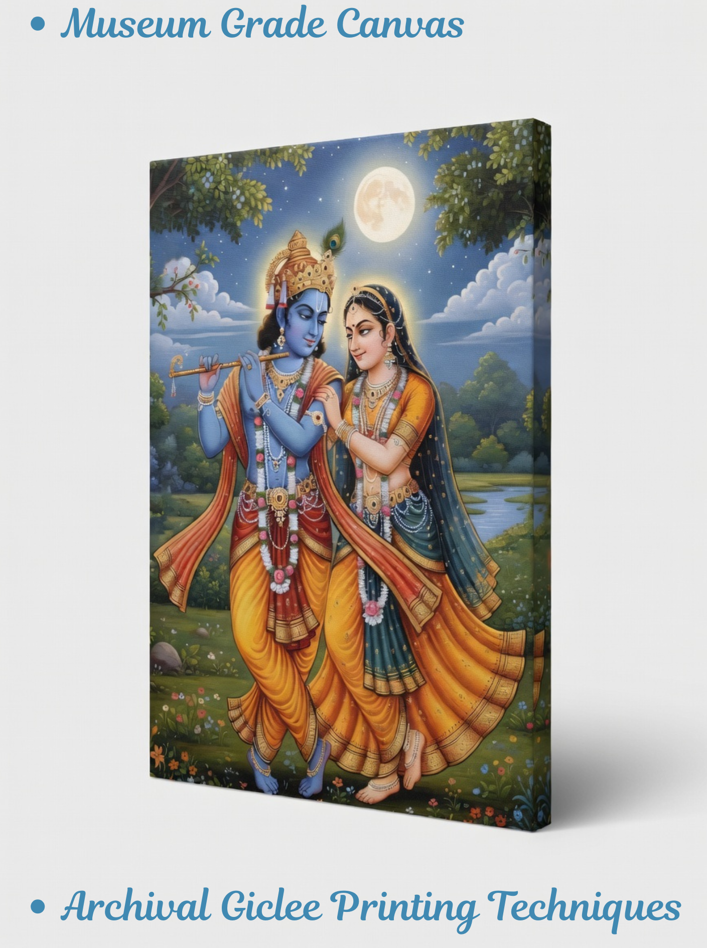 Divine Moonlight: Radha Krishna Eternal Love Canvas Art
