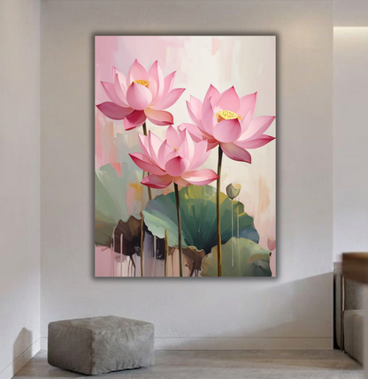 Blush Zen: Radiant Pink Lotus Canvas Art