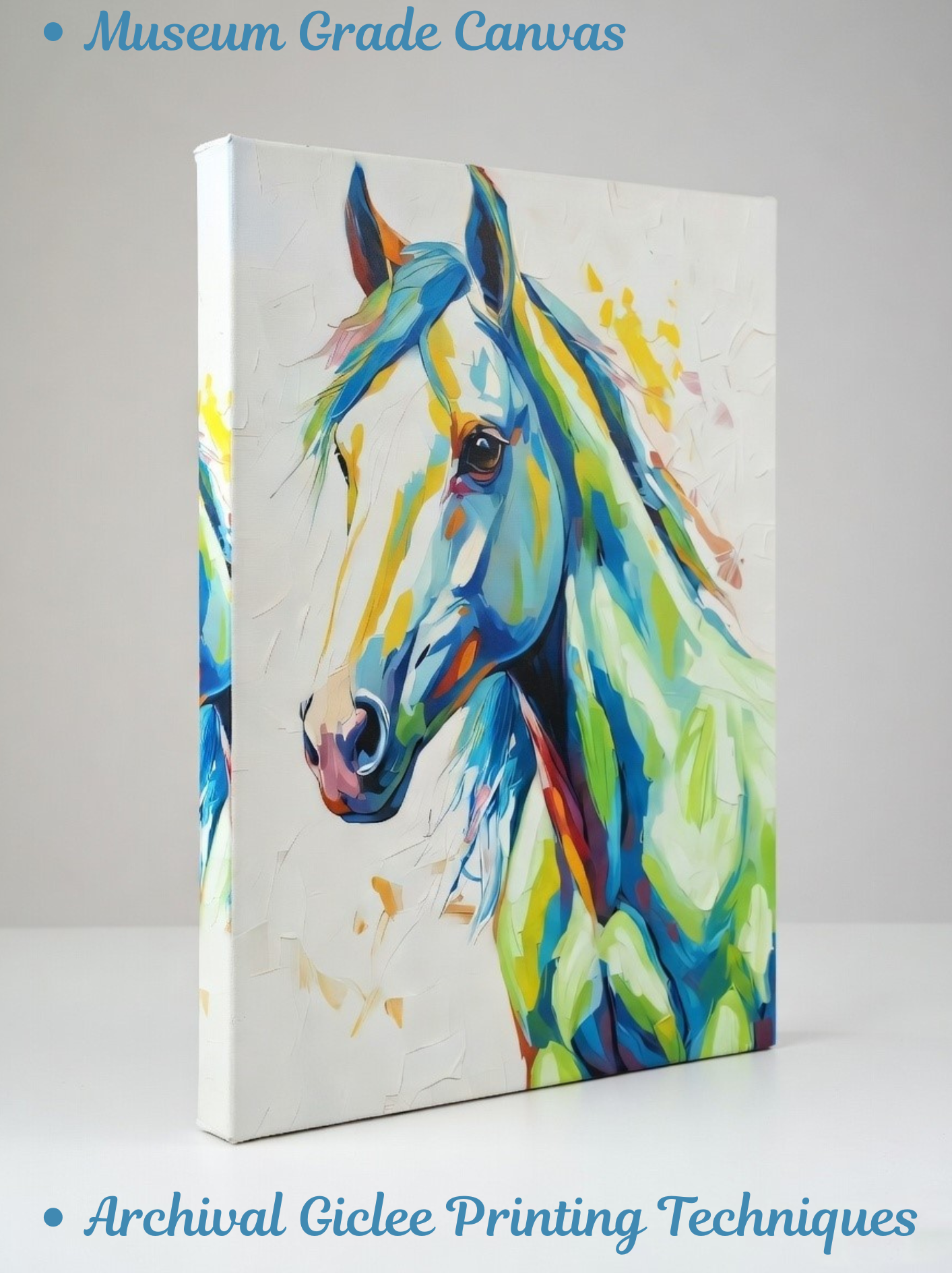 Technicolor Spirit: Vibrant Equine Canvas Art