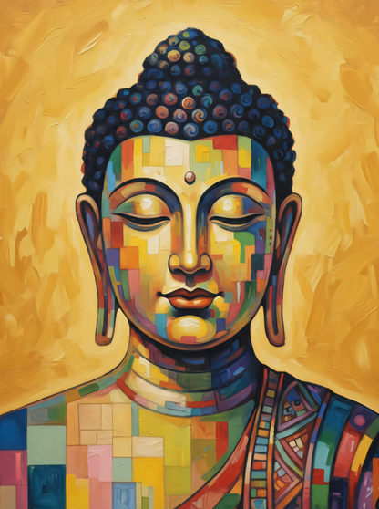 Zen Spectrum: Modern Mosaic Buddha
