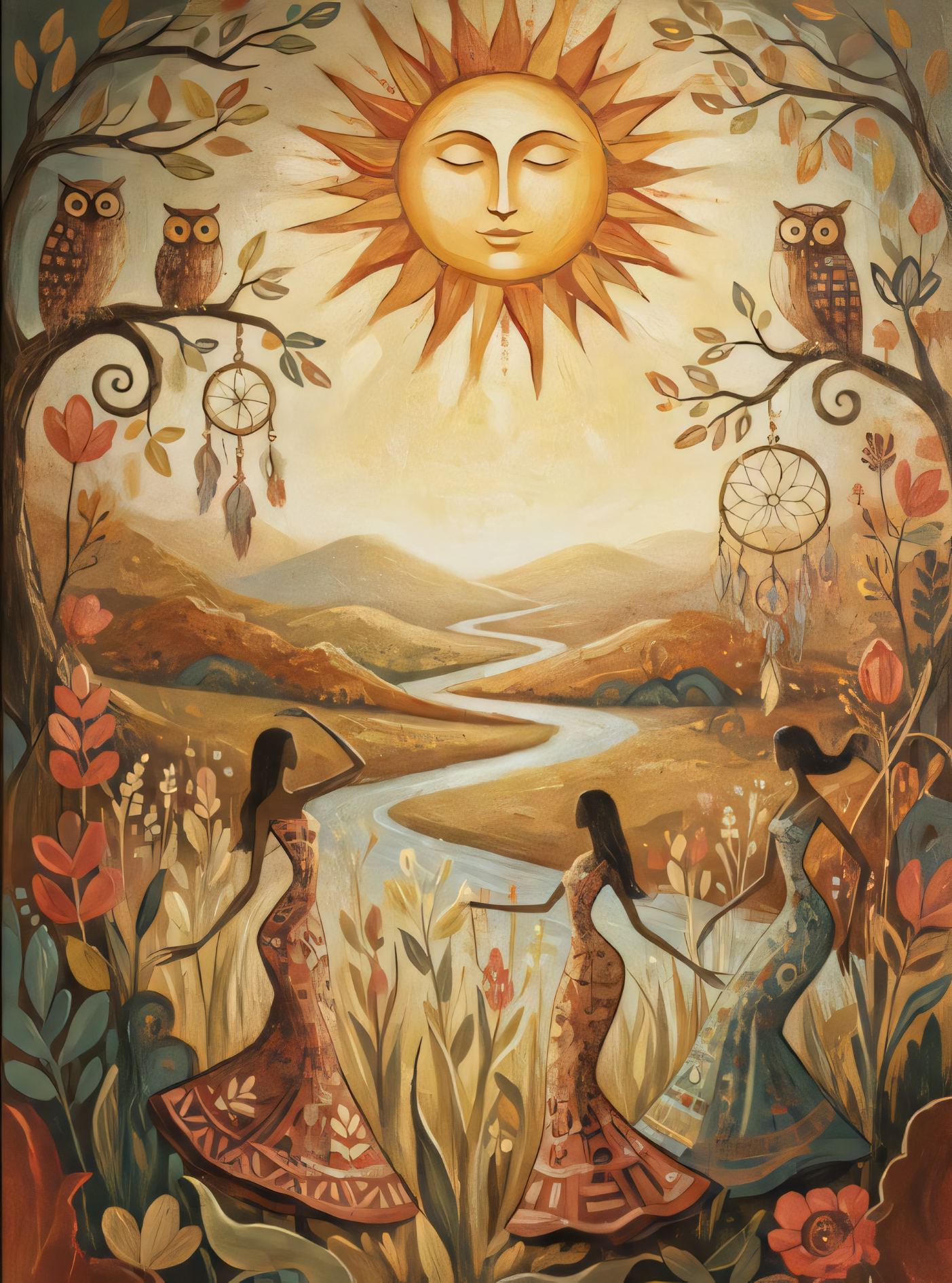 Sisters of the Sun: Sacred Landscape Canvas Art