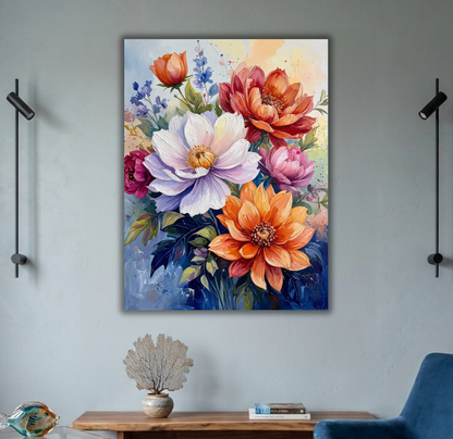 Floral Radiance: Vibrant Impasto Bouquet