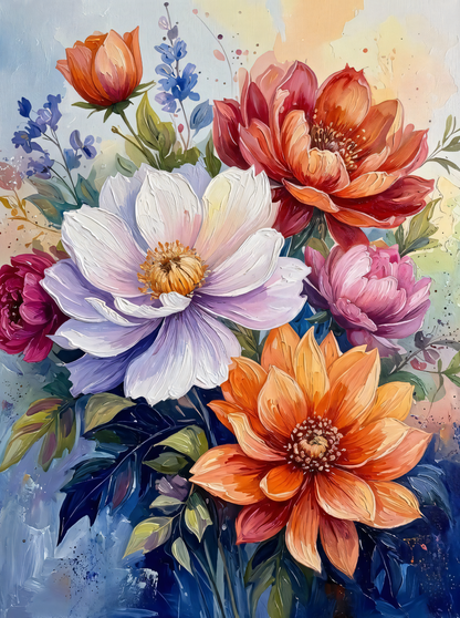 Floral Radiance: Vibrant Impasto Bouquet