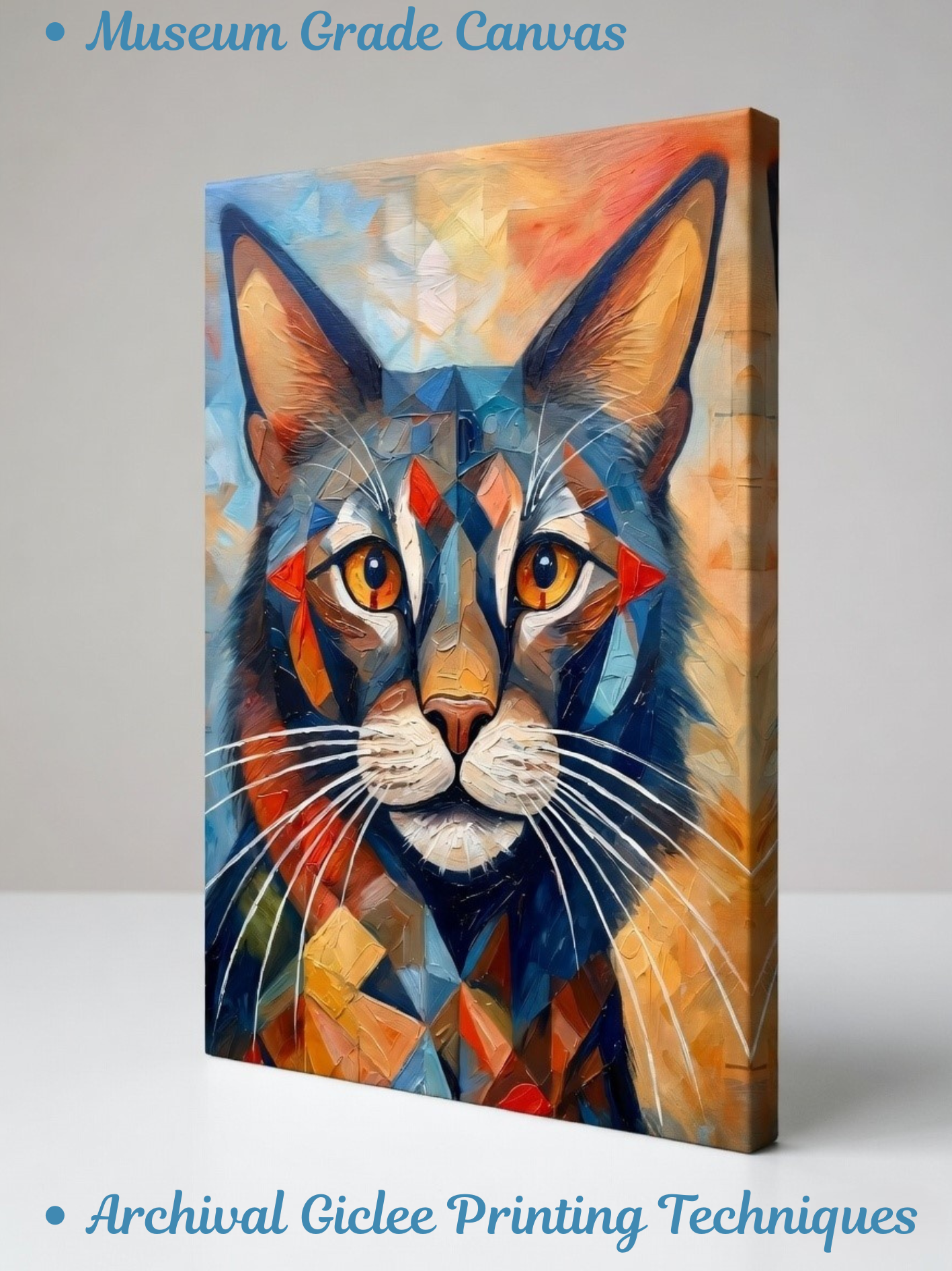 Prismatic Feline: Geometric Abstract Cat Art