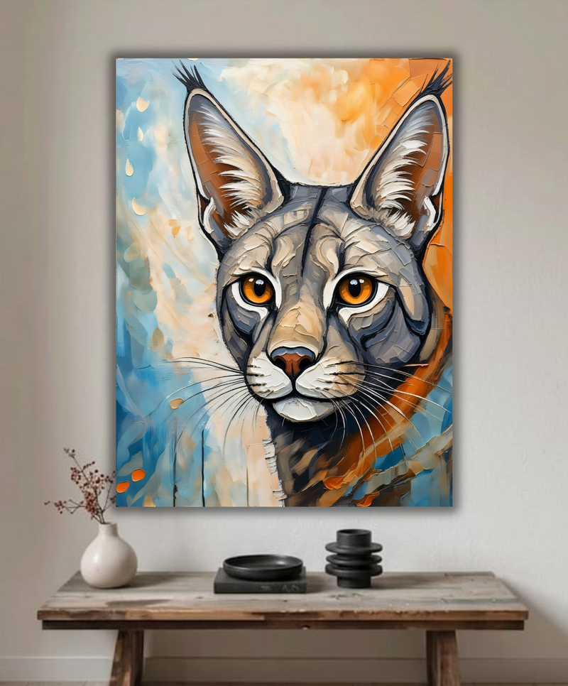 Desert Lynx: Modern Impressionist Wildlife Canvas