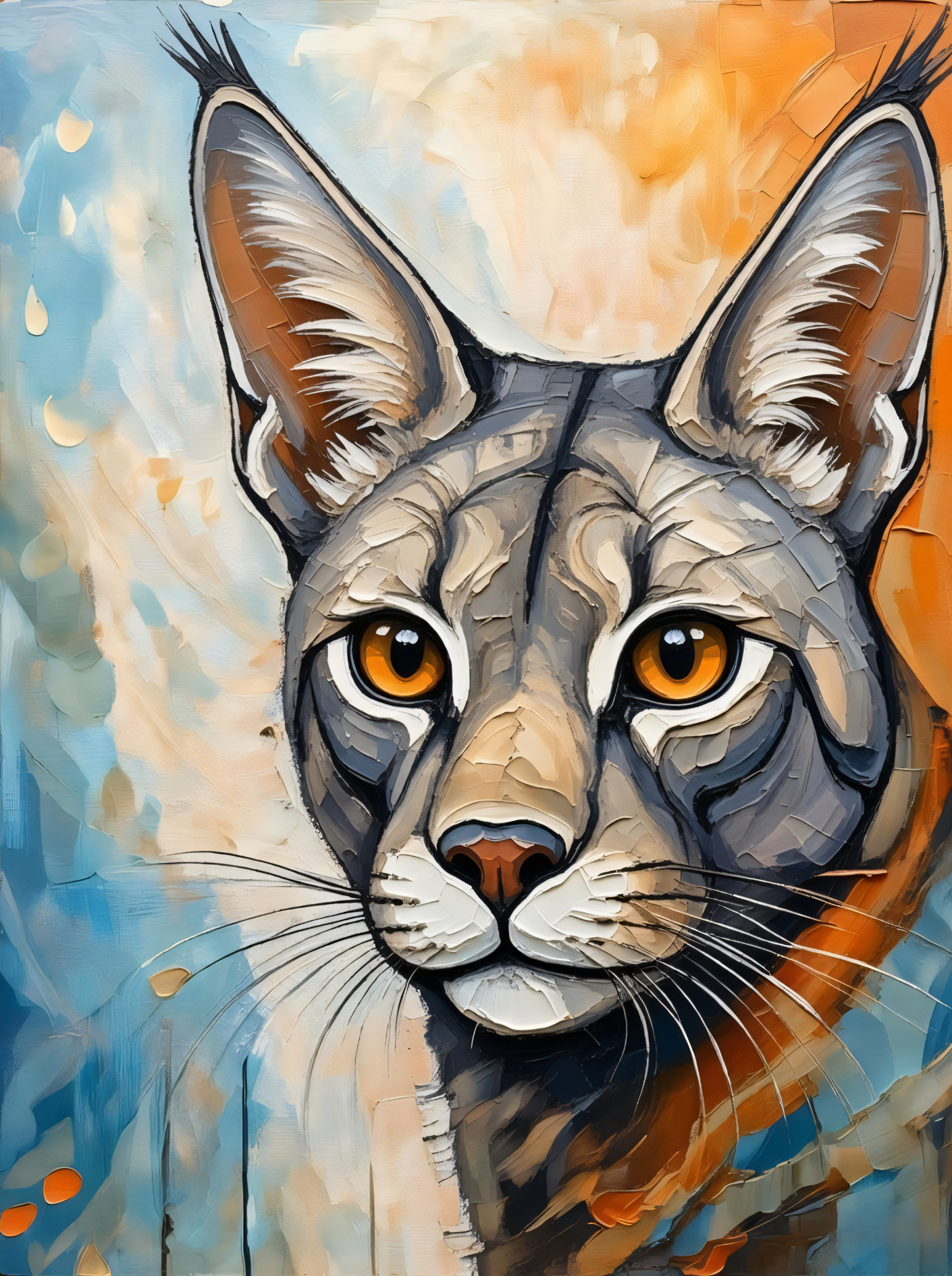 Desert Lynx: Modern Impressionist Wildlife Canvas