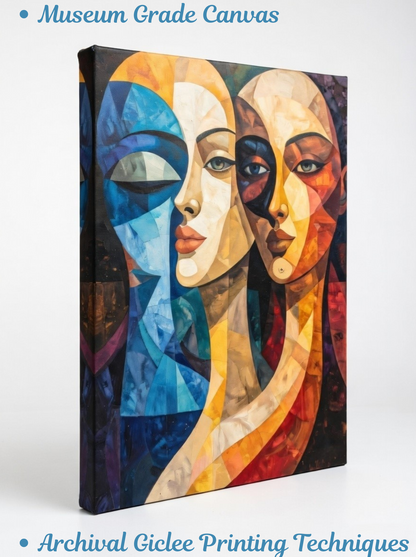 Luminous Echoes: Modern Cubist Portrait