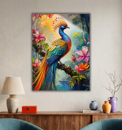 Tropical Majesty: Vibrant Exotic Bird Canvas Art