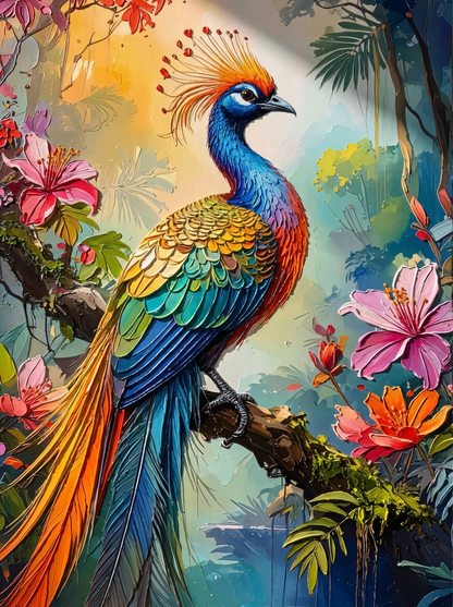 Tropical Majesty: Vibrant Exotic Bird Canvas Art