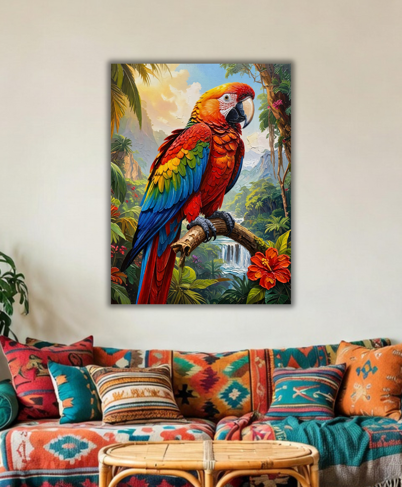 Tropical Macaw in Paradise Canvas Art Print