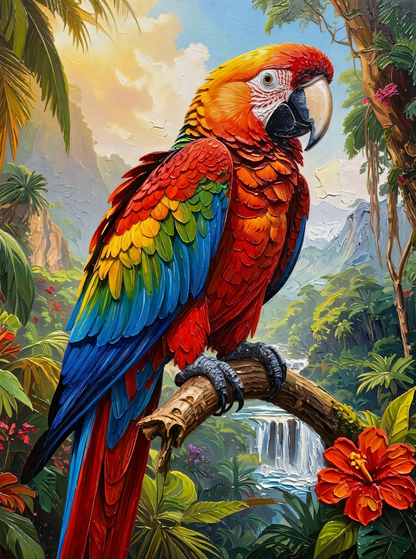 Tropical Macaw in Paradise Canvas Art Print