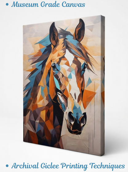 Geometric Spirit: Abstract Horse Canvas Art