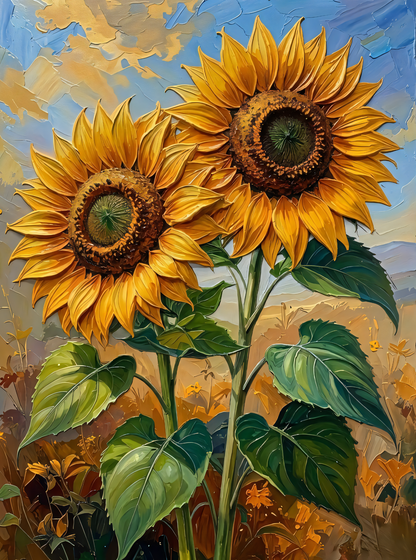 Golden Radiance: Textured Sunflower Canvas Art