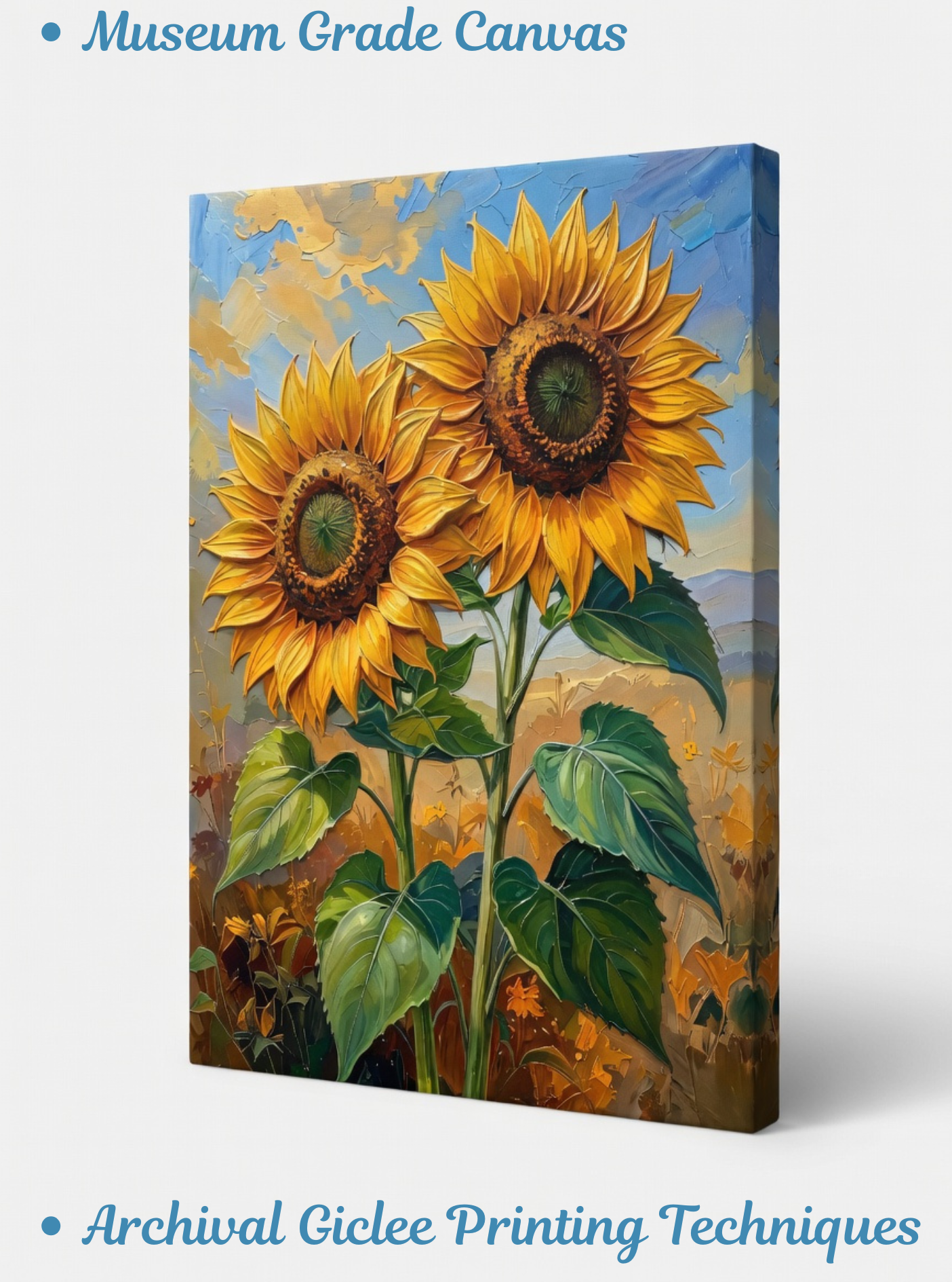 Golden Radiance: Textured Sunflower Canvas Art