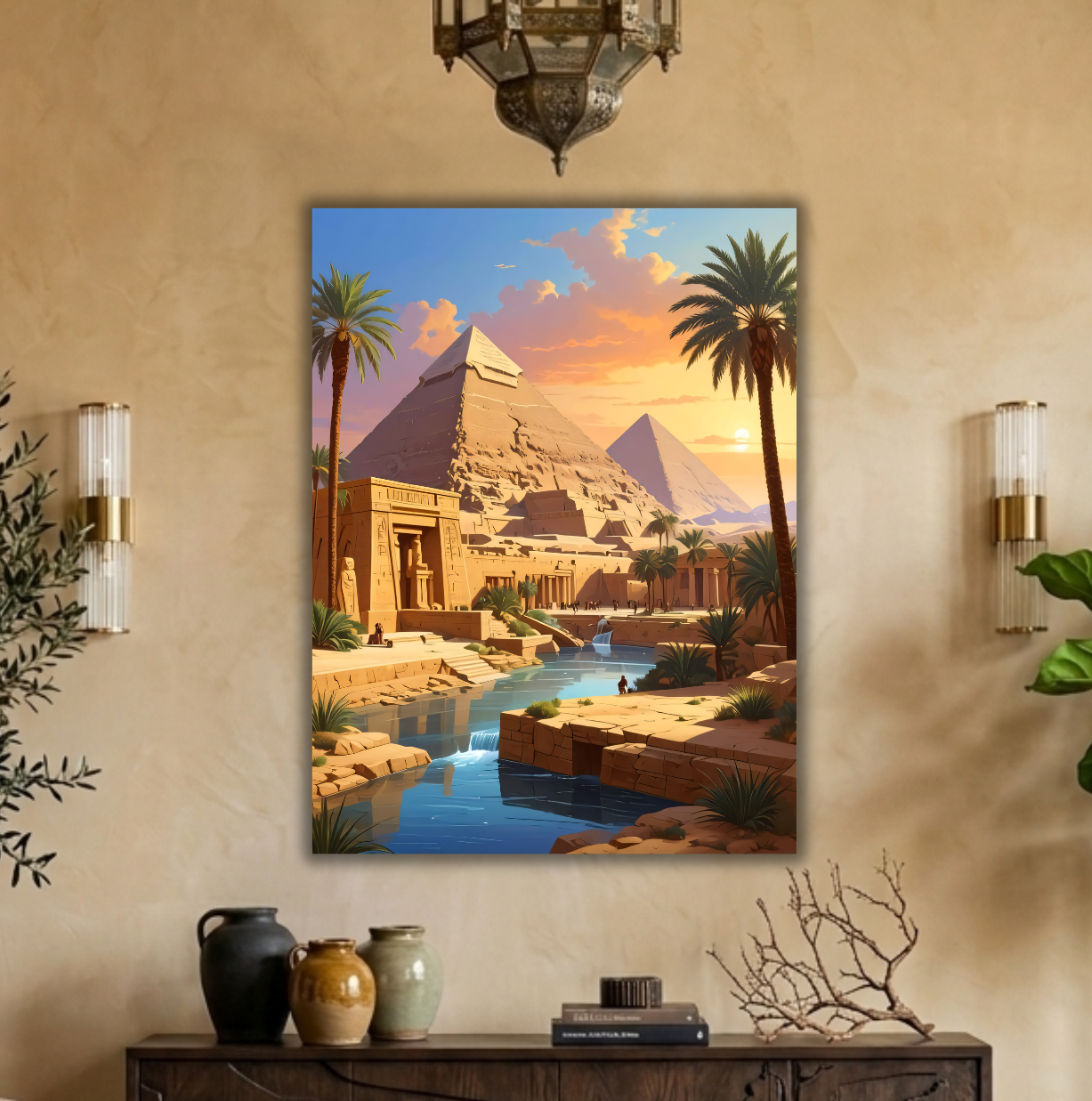 Eternal Sands: Ancient Giza Sunset Canvas Art