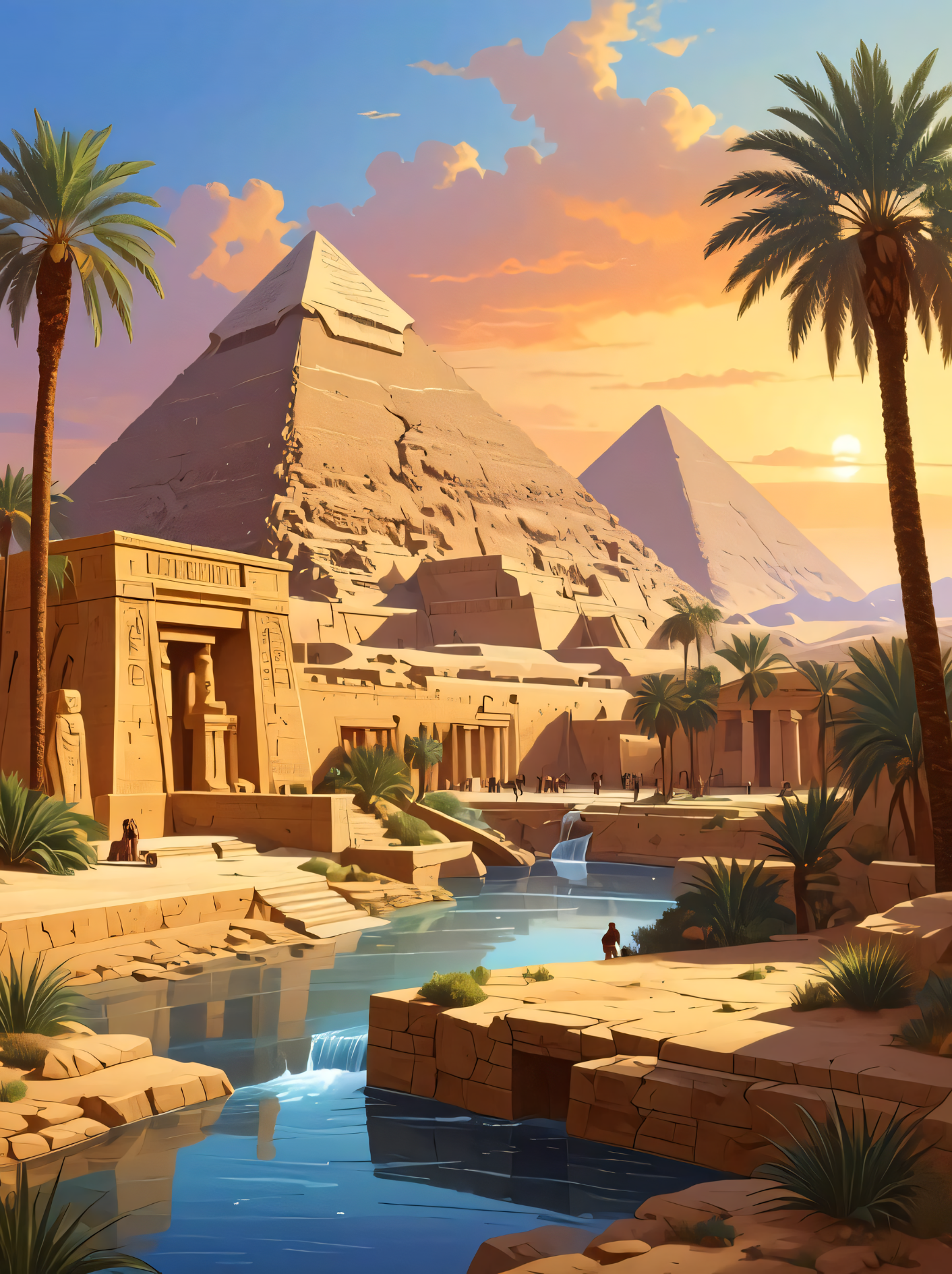 Eternal Sands: Ancient Giza Sunset Canvas Art