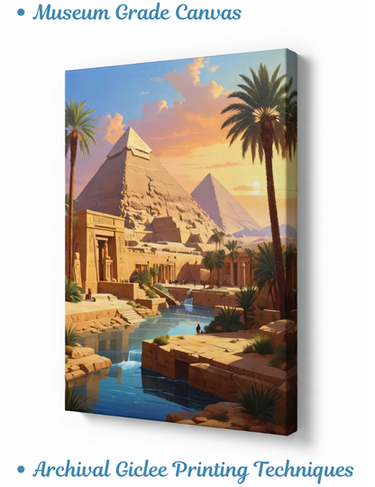 Eternal Sands: Ancient Giza Sunset Canvas Art