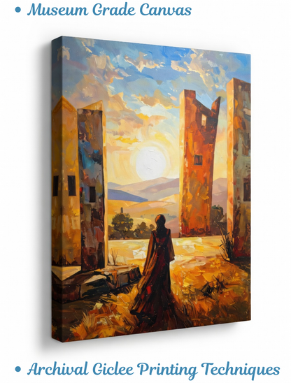 Golden Horizon: Ethereal Ruins Canvas Art