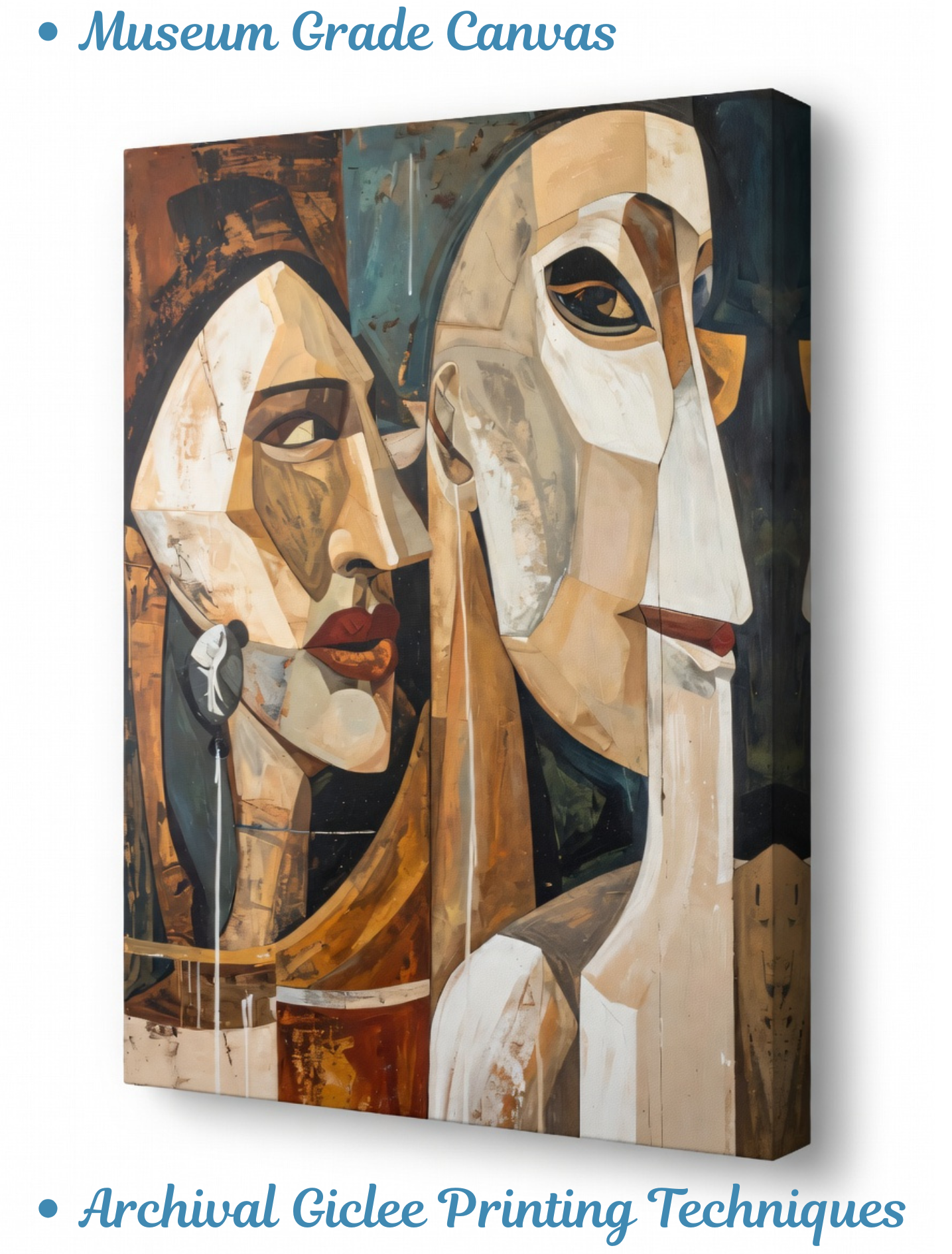 Abstract Cubist Portrait: Dual Perspectives