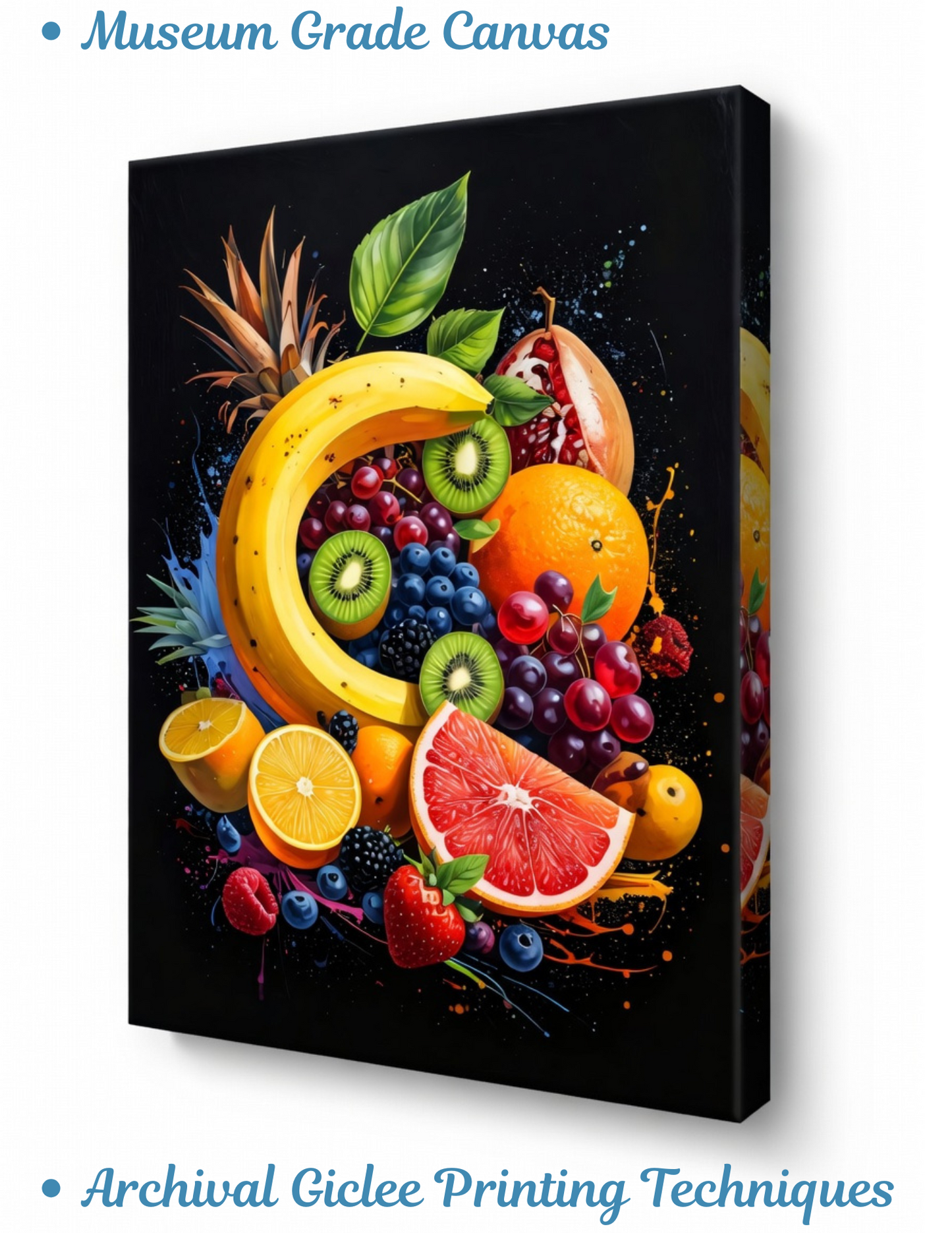 Fruit Fusion: Vibrant Splash Still Life Canvas Art