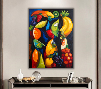 Tropical Muse: Abstract Fruit Portrait Canvas Art